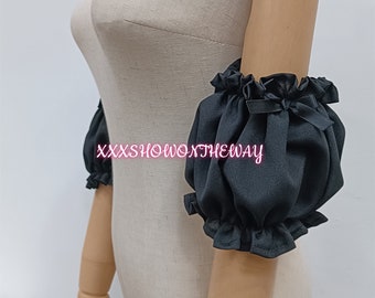 Manchettes en mousseline de soie noire/manches courtes/manches décoratives de mariée/manches amovibles/accessoires de robe de mariée/articles de mariage séparés