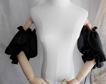 Schwarze Pop-Arm-Ärmel aus Seidenimitat/dekorative Braut-Arm-Ärmel/abnehmbare Ärmel/Brautkleid-Accessoires/Hochzeits-Einzelteile