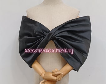 Black/White Satin Bow Wraps/Off-the-shoulder Wrap/Bridal Wrap Shawl/Prom Dress Shawl/Bridal Dress Accessories/Wedding Separates