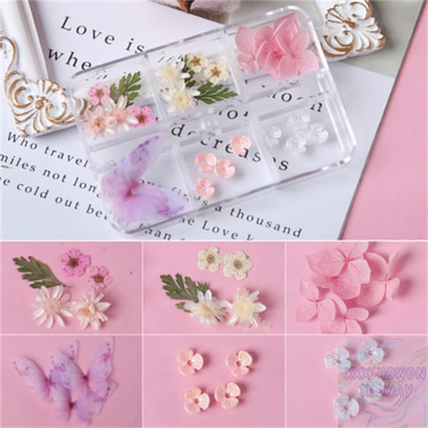Dried Flower Face Decoration Face Decals Butterfly Petal Makeup Bride/Children Eye Makeup Bright Crystal Pearl Patch