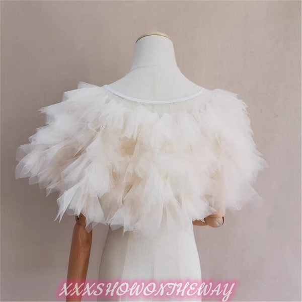 Puffy Champagne Tulle Shawl/Covering Shoulder Accessories/Decorative Shawl/Bridal Dress Accessories/Wedding Separates
