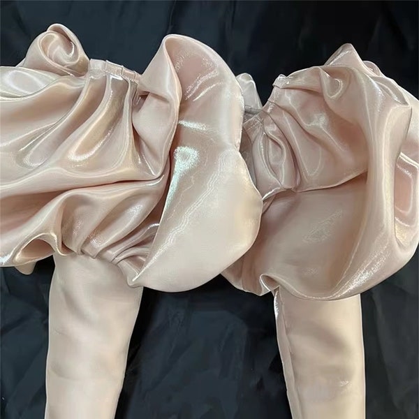 Black/Pink/White Glossy Satin Puffy Sleeves/Custom Size/Decorative Sleeves/Detachable Sleeves/Bridal Dress Accessories/Wedding Separates