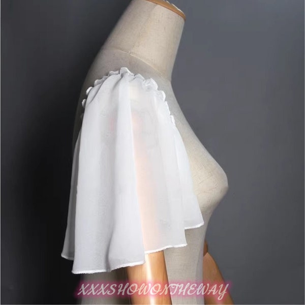 Short White/Black Chiffon Sleeves/Decorative Sleeves/Detachable Sleeves/Bridal Dress Accessories/Wedding Separates