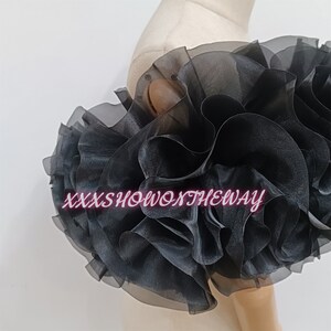 Off-the-shoulder zwarte organza bloem sjaal/verstelbare sjaal/prom jurk wraps/bruidsjurk accessoires/bruiloft scheidt/bruids zwarte sjaal afbeelding 5