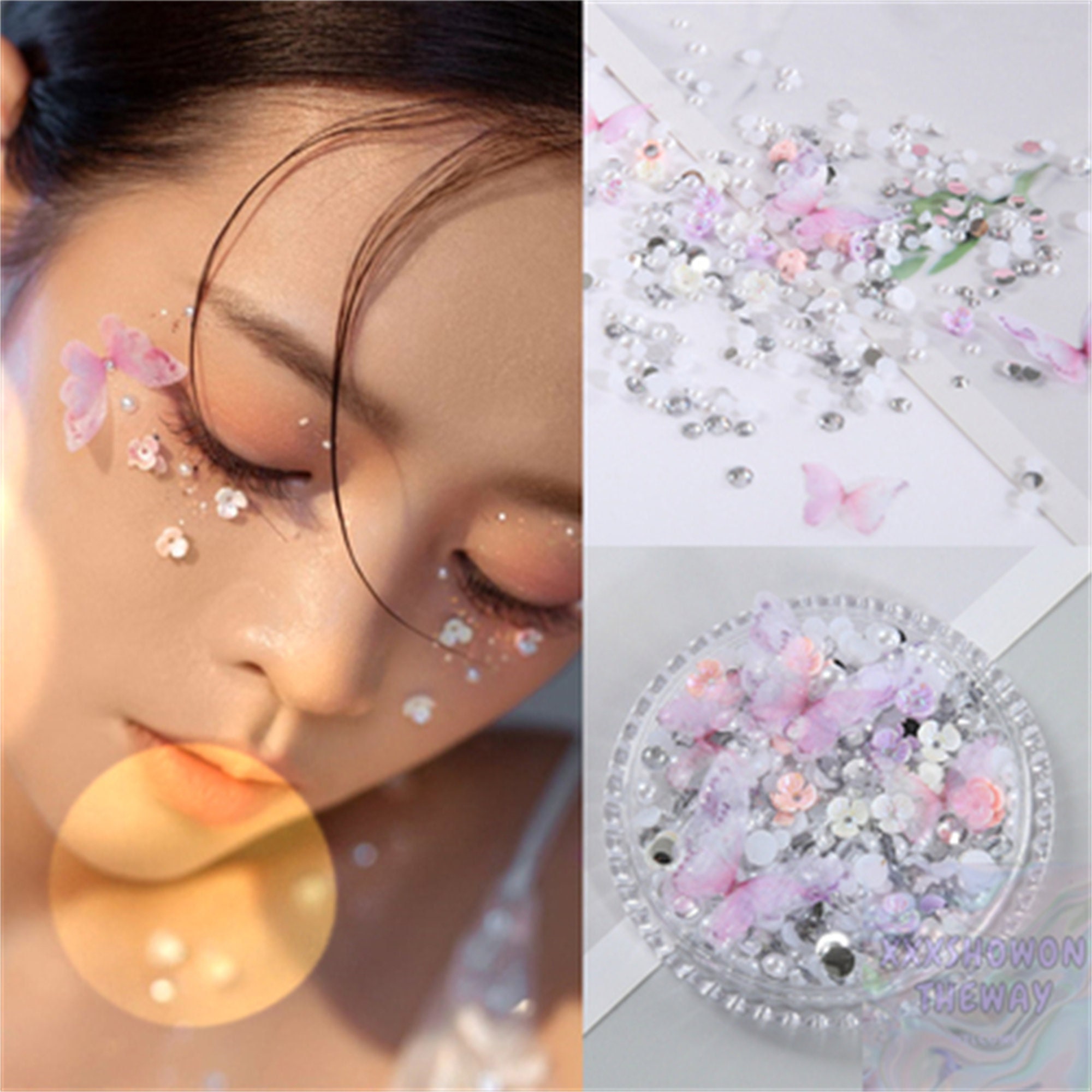 Divine Beauty Self Adhesive Gold and Iridescent Face Jewels/crystal Gems/party  Gems 