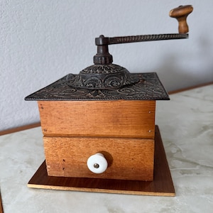 Antique Arcade Cast Iron Coffee Grinder Shell Lid "Frankengrinder" Primitive