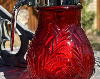 Ruby Red Syrup Glass Dispenser