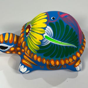 Folk Art Handmade Clay Turtle Jewelry Trinket Box