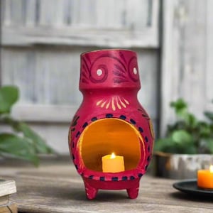 Clay Chimney ~ Chiminea Incense Burner Pink Candle Holder 9.5&quot; Discounted