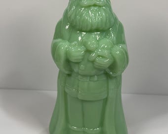 Jadeite Glass Standing Santa 8.5"