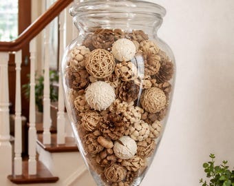 Jarrón de boticario de vidrio transparente de 63,5 cm (25 pulgadas) con pedestal.