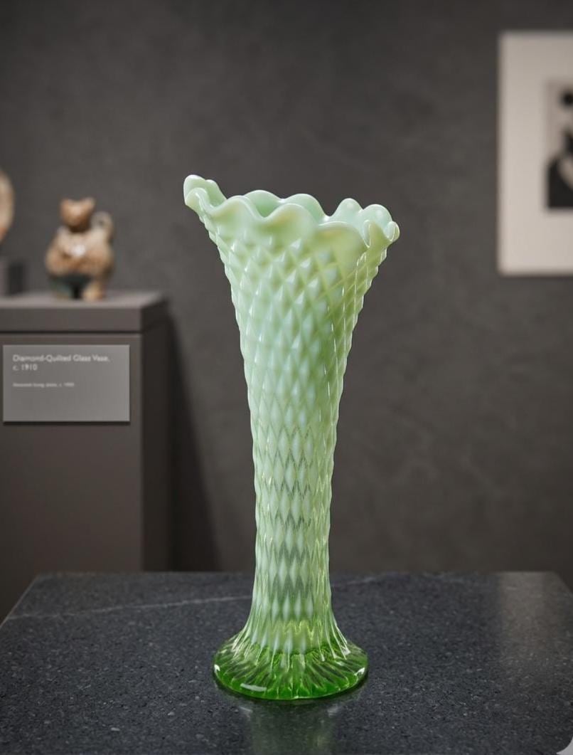 Jefferson Green Opalescent Glass Vase - Etsy