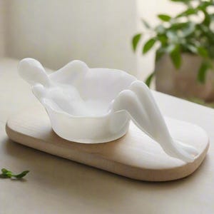 Milk White Glass Bathing Beauty Soap or Trinket Dish Art Nouveau Style