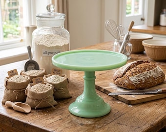 Jadeite Green 6" Glass Cake Stand