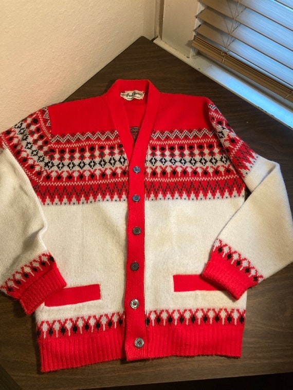 Paul Harris Festive Cardigan Sweater Midcentury V… - image 1
