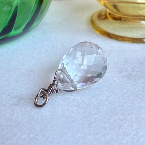 Sterling Silver Wired Teardrop Translucent Glass … - image 1