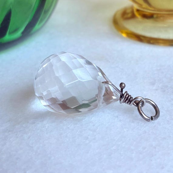 Sterling Silver Wired Teardrop Translucent Glass … - image 2