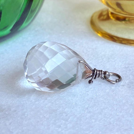 Sterling Silver Wired Teardrop Translucent Glass … - image 3