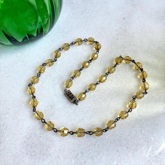 Art Deco Golden Bohemian / Czech Glass Choker Necklace