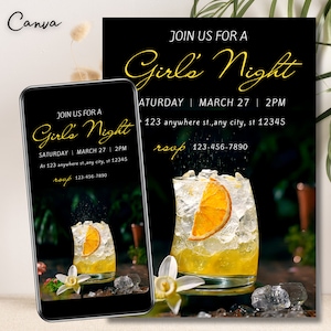 Cocktail Party Invitation, Cocktail Soiree template, Virtual Happy hour, Elegant Evenings, Happy Hour, Bubbly Bash, Drink Delight 0400