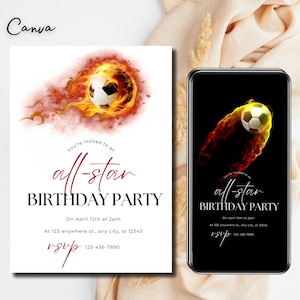 Soccer Birthday Invitation Template, Printable Birthday Party Invitation, Digital Kids Party Invite Template, football video invitation 0171