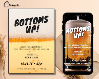Beer Party Digital Invitation: Printable Video Evite (Canva Template)