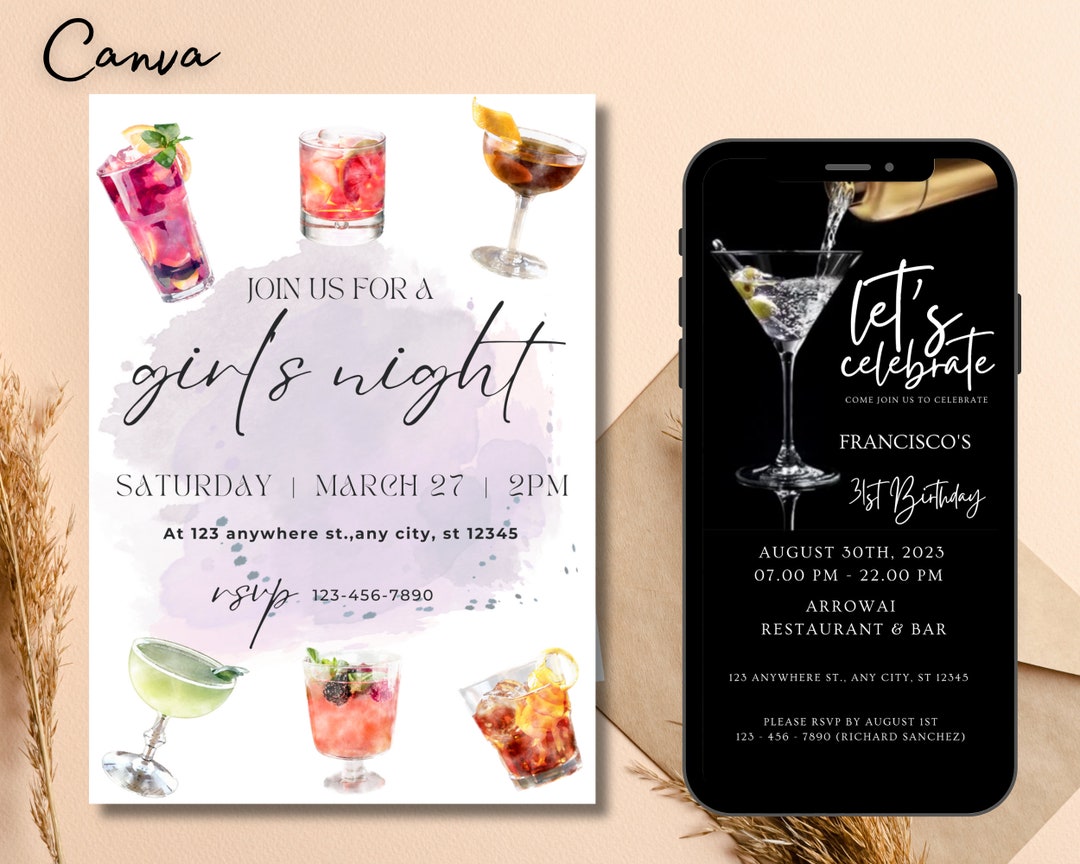 Cocktail Party Digital Invitation, Text Invitation Cocktail Instant ...