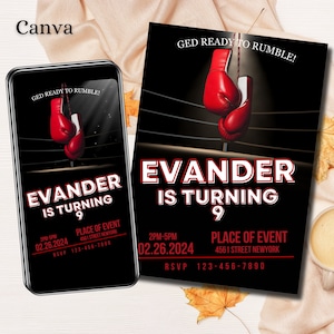 Boxen Geburtstag Digitale Einladung - Boxing Party Text einladen Vorlage - Boxen Vorlage Sofortiger Download, bearbeitbar evite, teilbar 0383