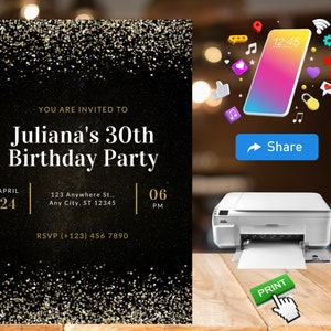 Adult Birthday Invitation Printable | Editable Invitation | Digital ...