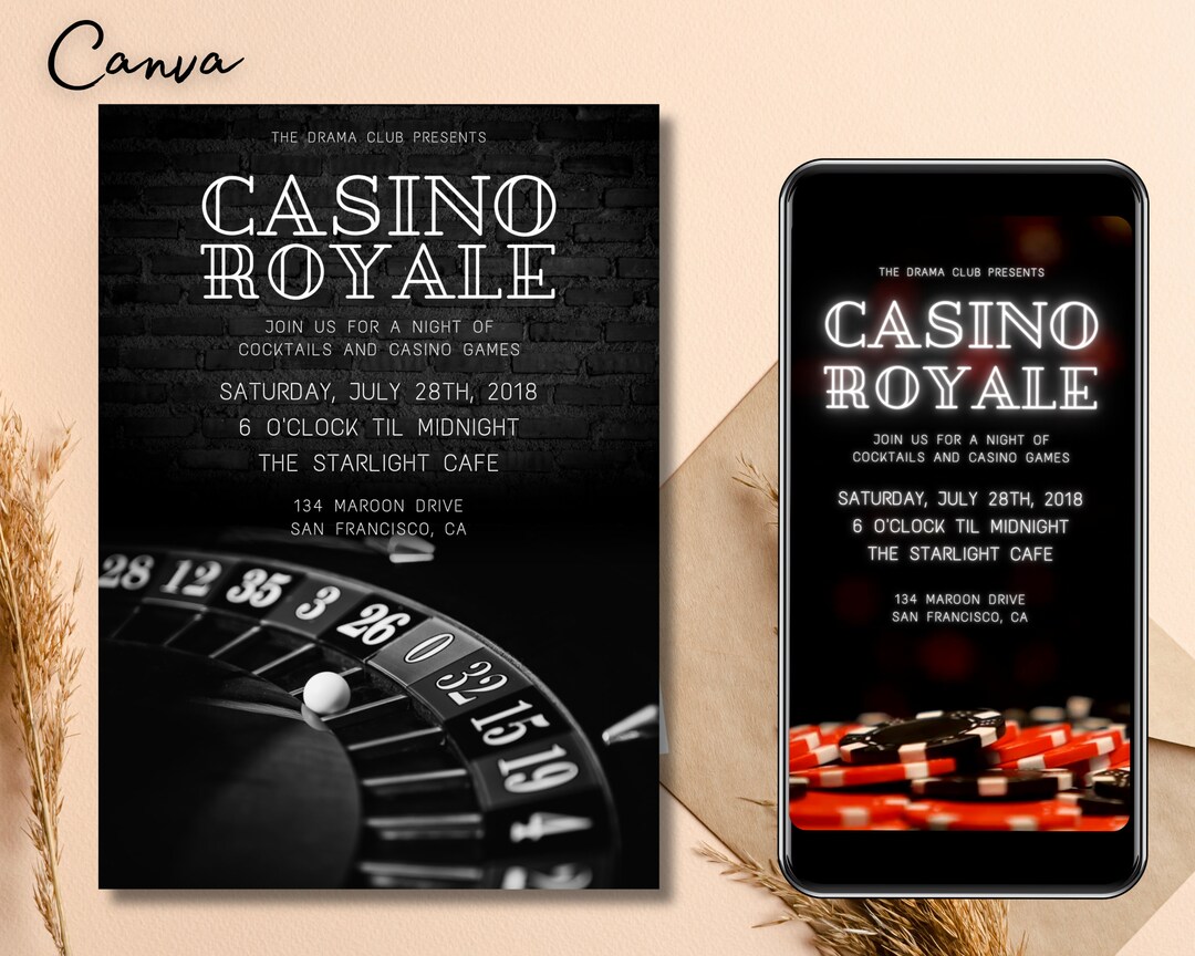 Casino Night Roulette Invitation, Casino Birthday Invitation, Casino