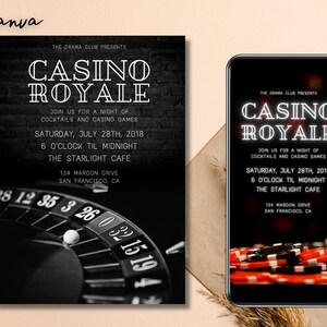Casino Night roulette Invitation, Casino Birthday Invitation, Casino Invitation, roulette party, Las Vegas, editable roulette evite, 0115