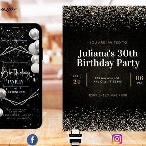 Adult Birthday Invitation Printable | Editable Invitation | Digital ...