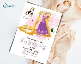Rapunzel Birthday Invitation Template: Editable Party Card (Digital)