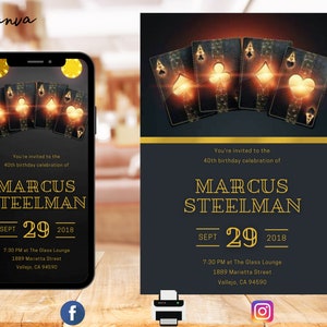 Editable Casino Birthday Invitation. Poker Birthday invitation. Casino Night Invite. Casino Retirement Party. Ace Plying Cards. Poker Party