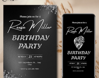 Mall för diamantfödelsedagsinbjudan: Utskrivbar och mobil (digitalt)