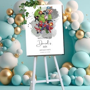 Superhelden Geburtstagskarte Bearbeitbares Willkommensschild - jedes Alter - Party 18 x 24 und 20 x 30 Zoll Superhelden Poster EDIT INSTANT DOWNLOAD - 0079