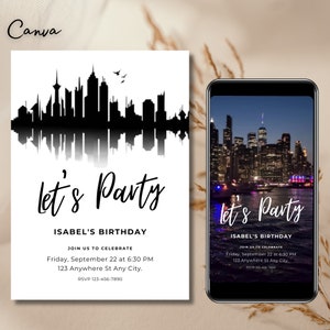 Digitale uitnodiging voor feest in New York City, uitnodiging voor New York City direct downloaden, afdrukbaar en deelbaar, video-uitnodiging voor iPhone 0211