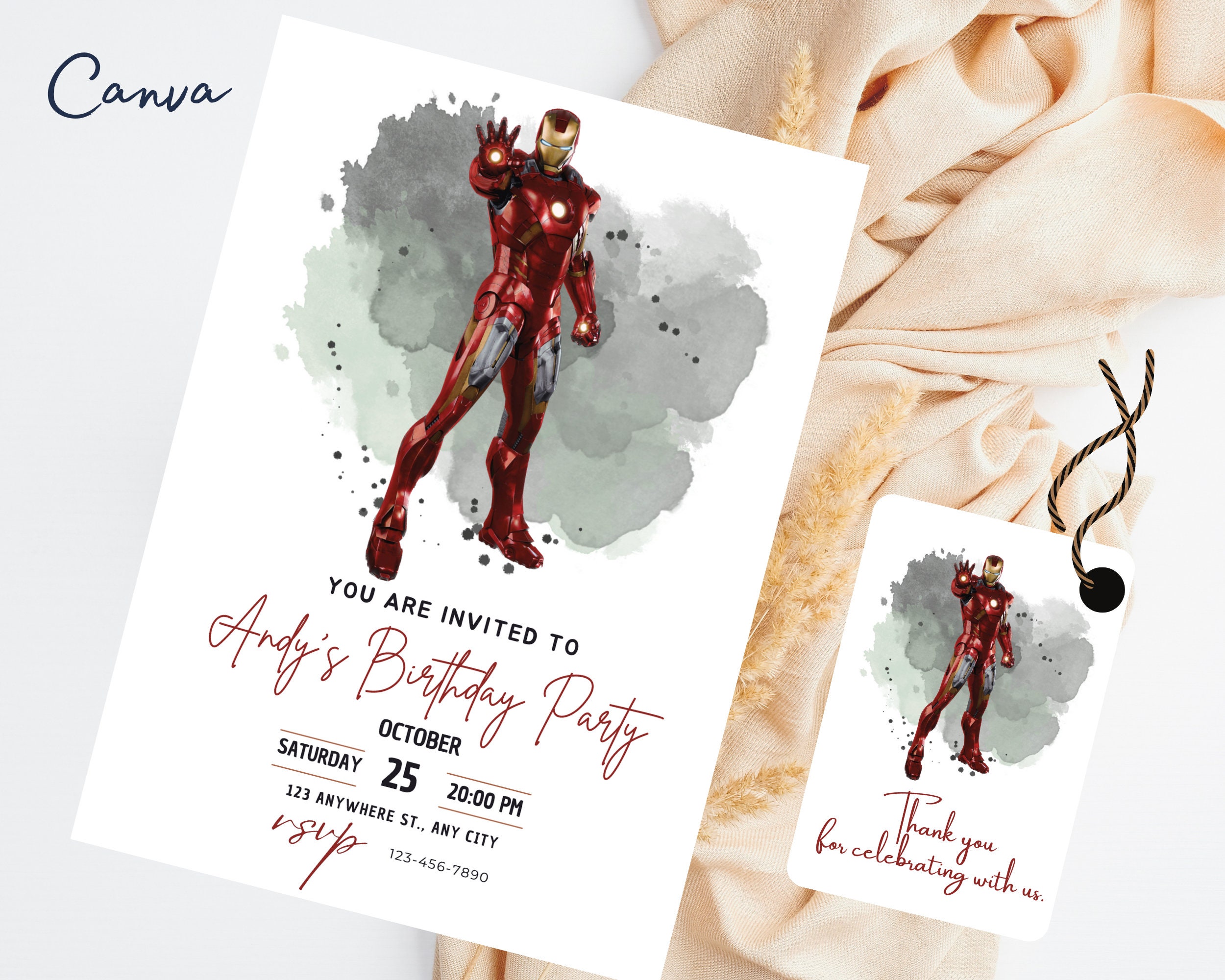 Personalised Avengers Marvel Thank You For Coming To My Birthday Party  Stickers Heroes Spiderman Iron Man different variations available -   Schweiz