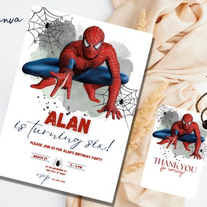 Editable spiderman Birthday Invitation Template, Printable Birthday Party Invitation, Digital Kids Party Invite Template, spiderman card,