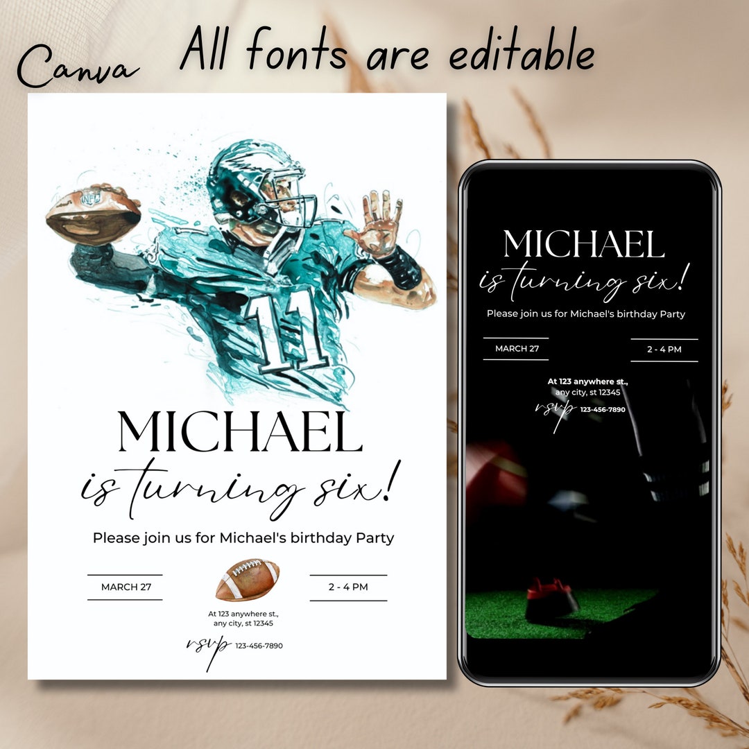 American Football Birthday Invitation Template, Printable Birthday ...
