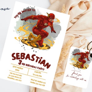 Plantilla editable de invitación de cumpleaños de superhéroe, invitación de fiesta de cumpleaños imprimible, plantilla de invitación a fiesta digital para niños, tarjeta de Vengadores 0086