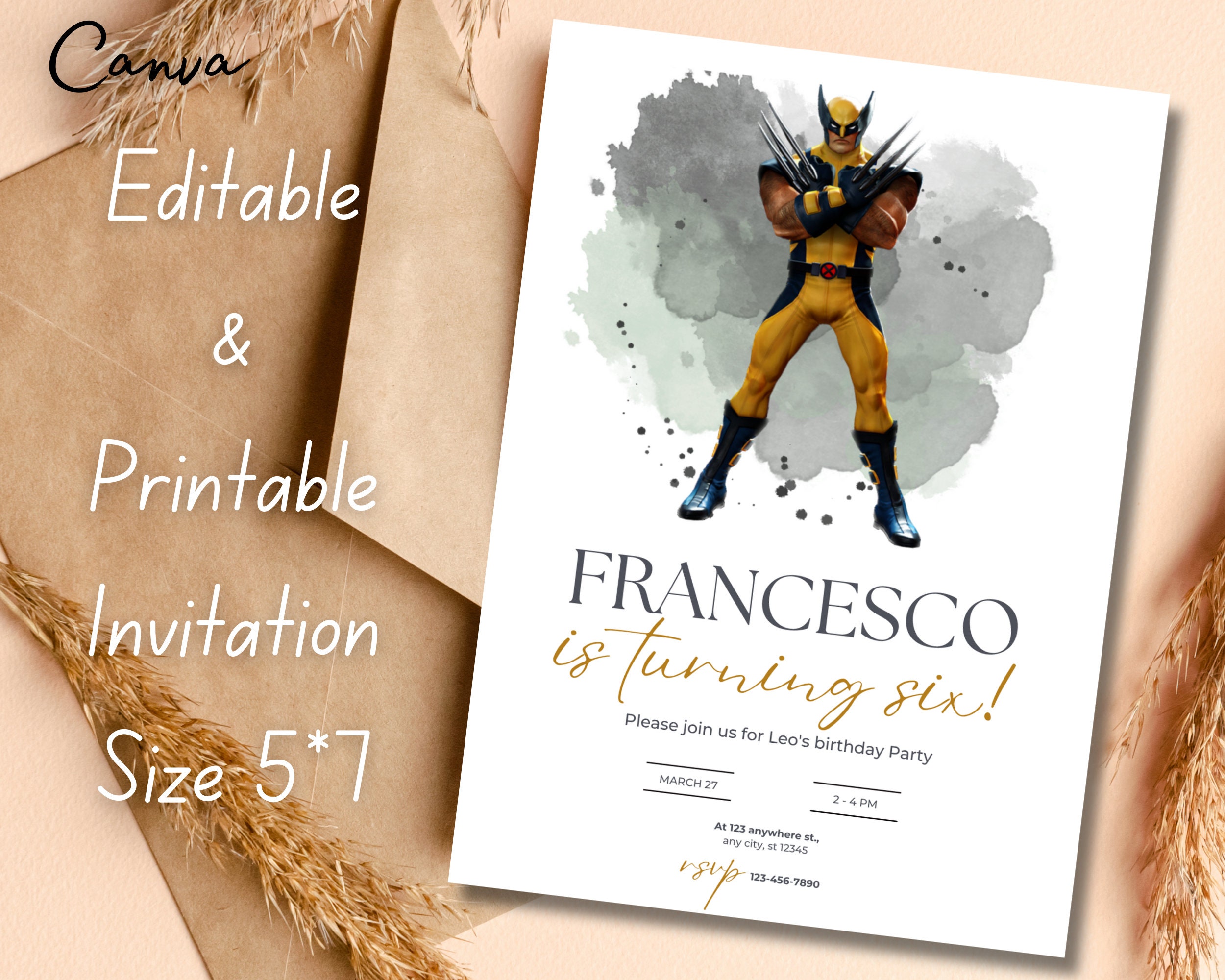Wolverine Birthday Invitation Template: Editable Printable (digital) - Etsy