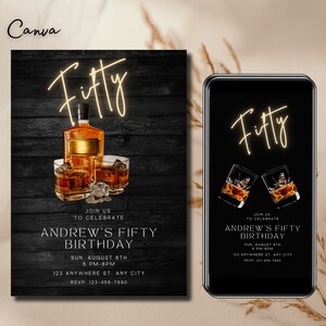 Whiskey themed invite, cheers whiskey, mobile phone video invitation, birthday invitation, birthday whiskey party, Whiskey Tasting  0137