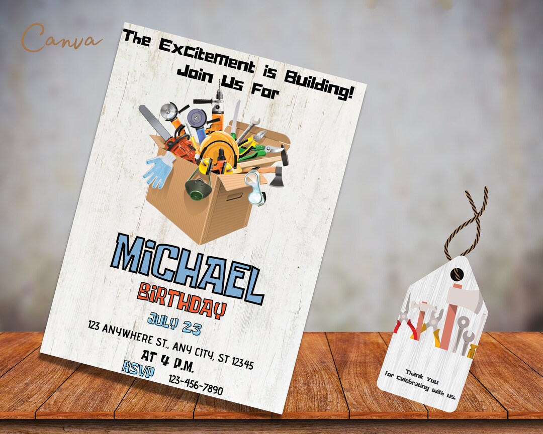 Editable Tools Invitation Invite Builder Fix It Construction Birthday