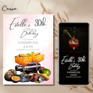 Cocktail Party Invitation, printable and Digital Mobile Text Message, Virtual Happy hour, Birthday Cocktail Party, Engagement Cocktails 0148