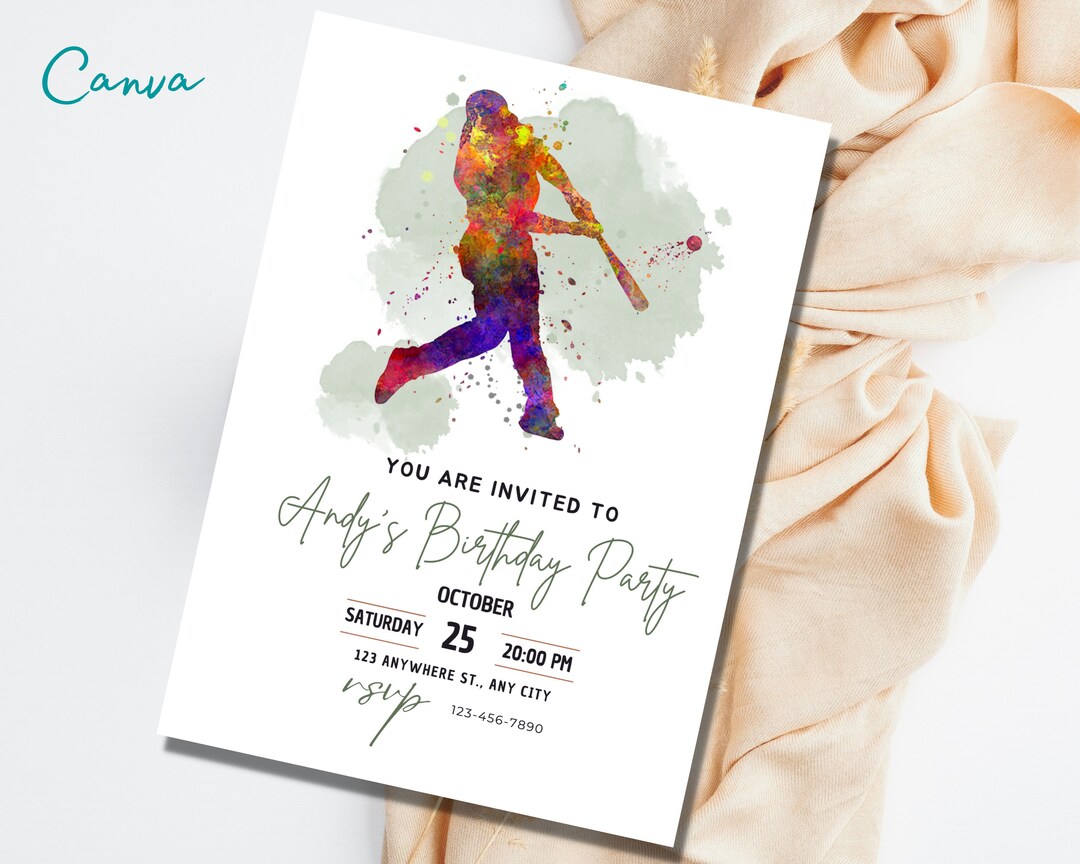 Editable Baseball Birthday Invitation Template, Printable Birthday ...