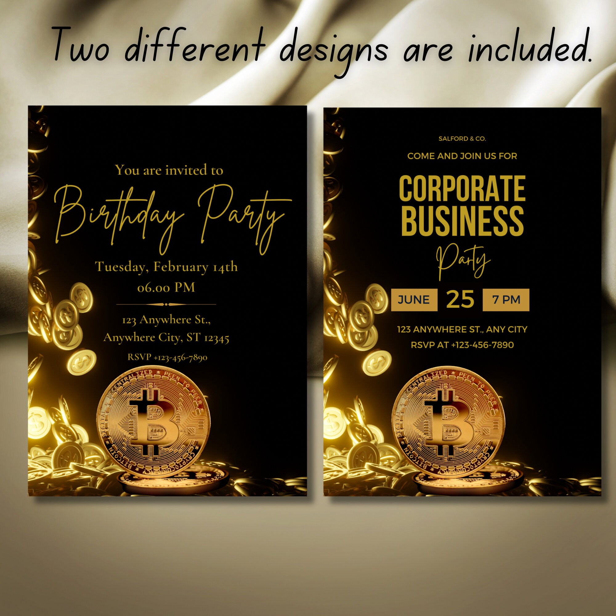 ビットコインビジネスパーティー招待状テンプレート（デジタルダウンロード） - Etsy 日本