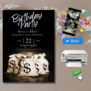 Money Party Digital Invitation, Money Invitation, Money Evite, Shareable Money Invitation ...