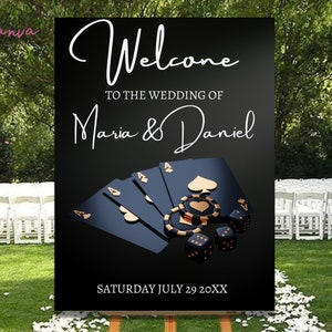Tarjeta de casino de cumpleaños Signo de bienvenida editable - Cualquier edad - Fiesta 18 x 24 y 20 x 30" Tarjetas Chips Poker Cartel EDITAR DESCARGA INSTANTE - 0037