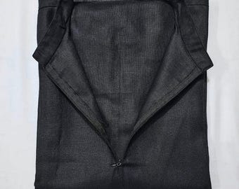 Handmade Black Linen Kaftan Robe: Men's Loungewear Caftan